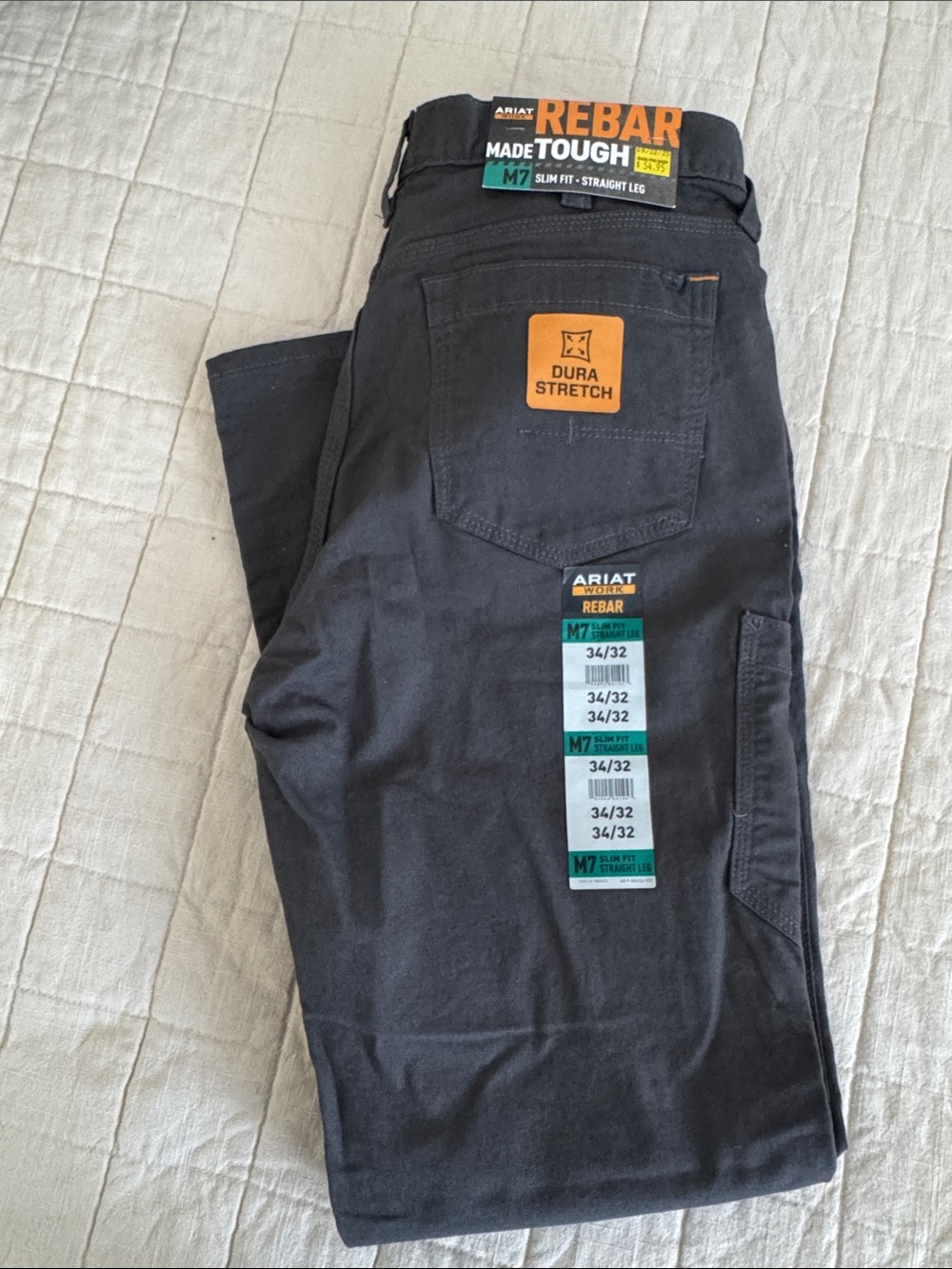Ariat Black Rebar DuraStretch Slim Straight Work Pants